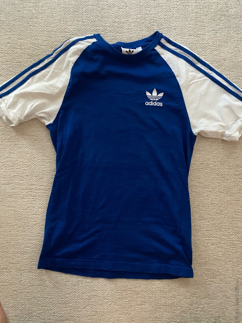 adidas Retro Royal Blue and White Raglan Tee with Trefoil